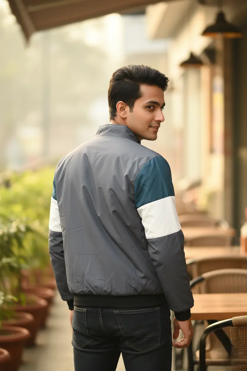 Grey Teal White Winter Jacket