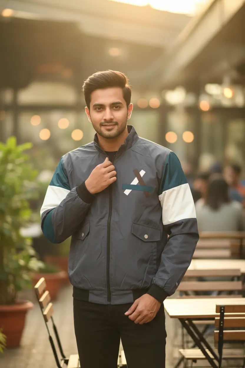 Grey Teal White Winter Jacket