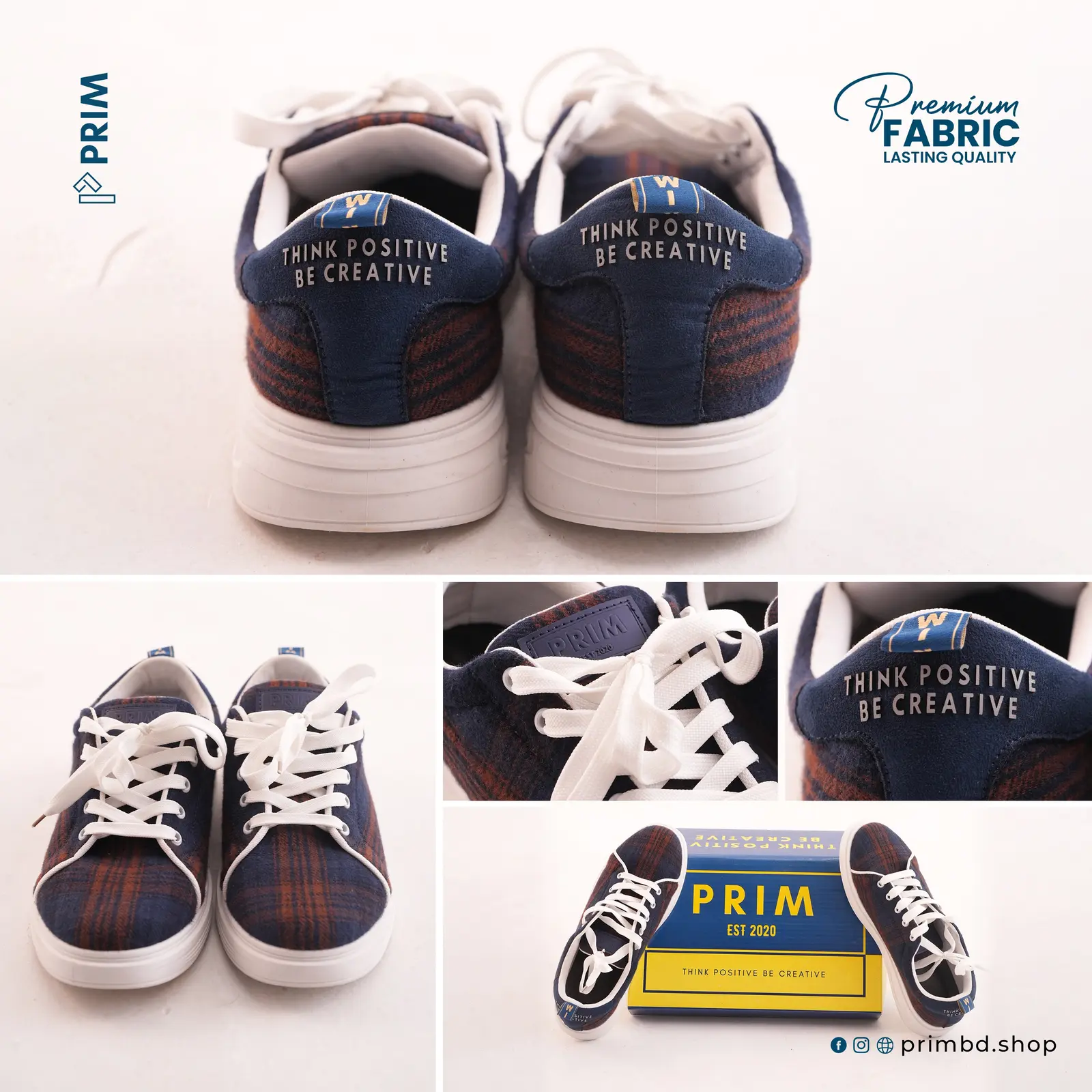 PRIM Premium Woven Shoes | Midnight Navy Rust Check