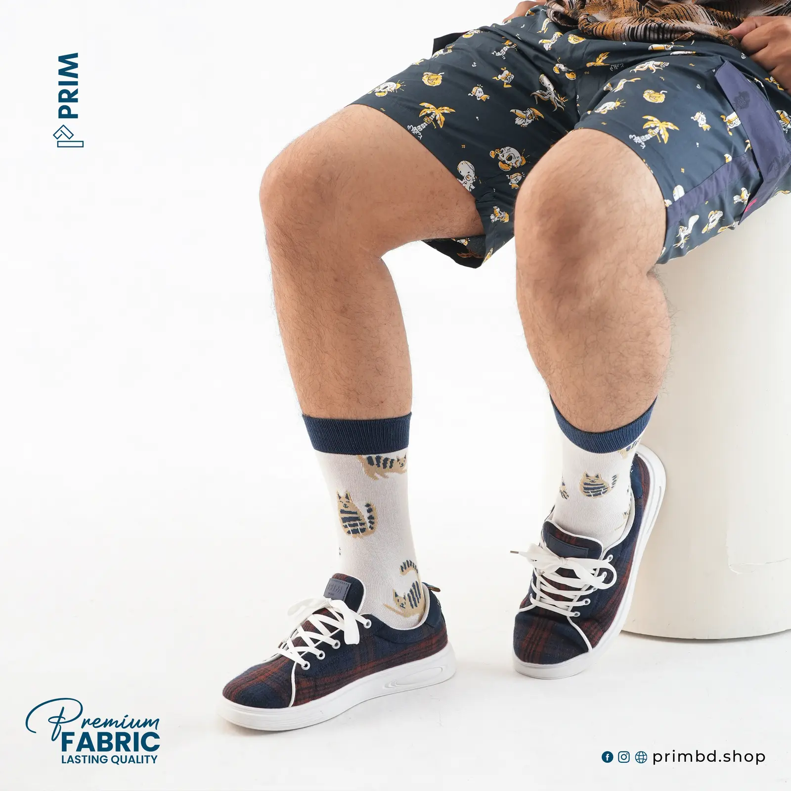 PRIM Premium Woven Shoes | Midnight Navy Rust Check