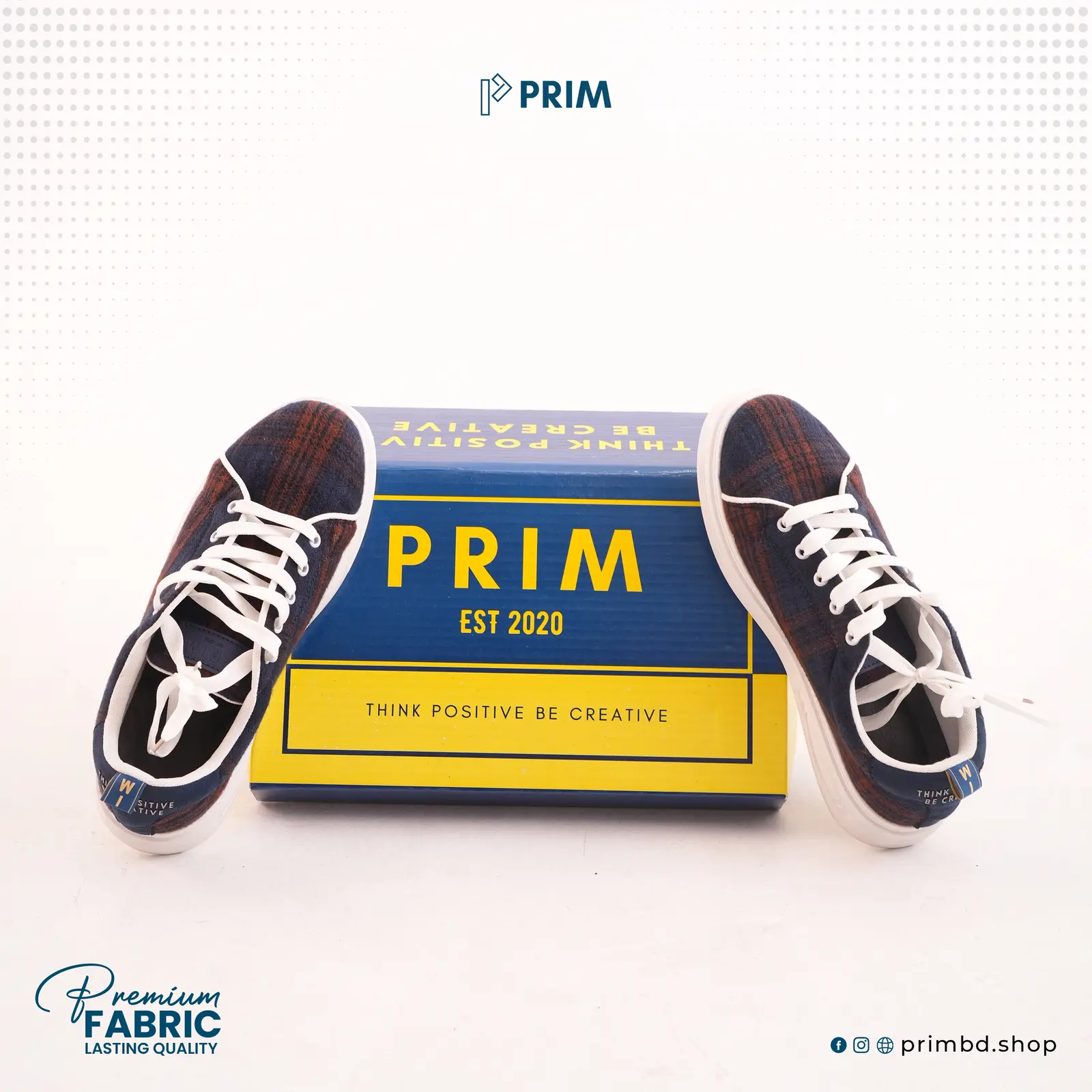 PRIM Premium Woven Shoes | Midnight Navy Rust Check