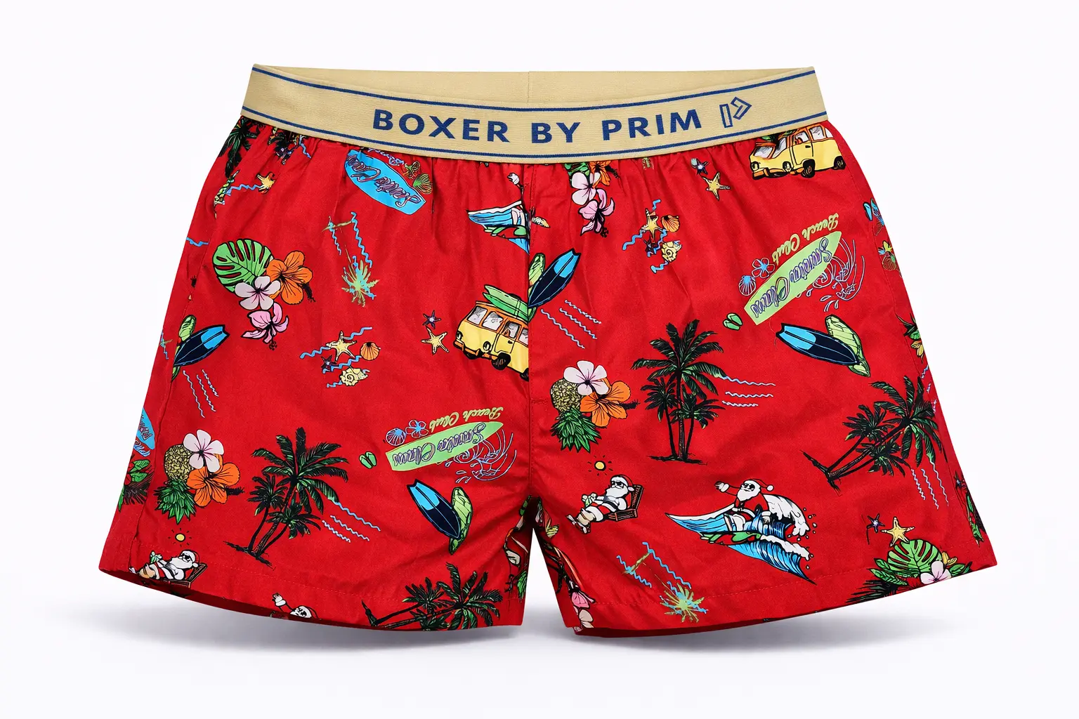 Tropical Santa Surf Printed Cotton Boxer for Men