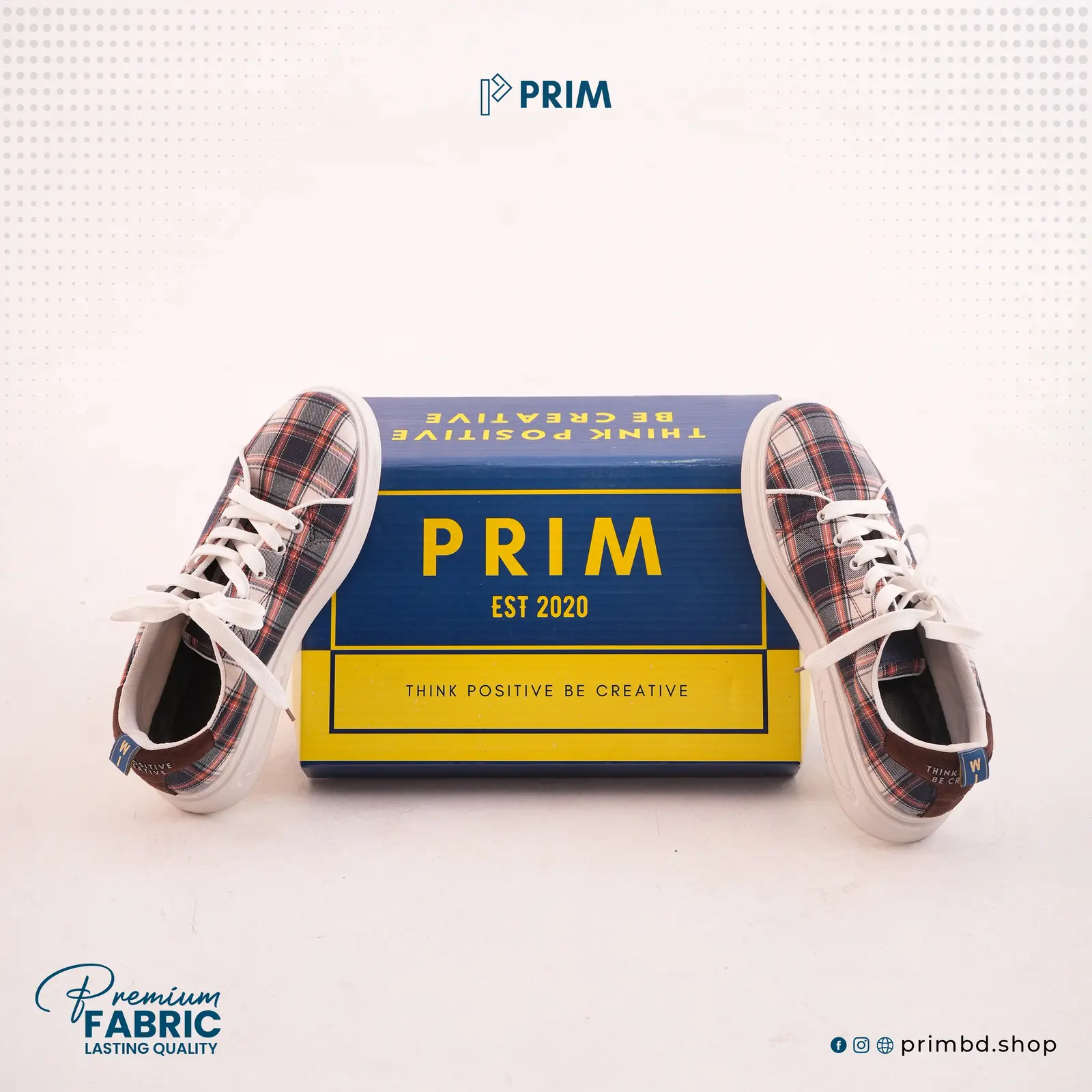 PRIM Premium Woven Shoes | Navy Ivory Rust Plaid