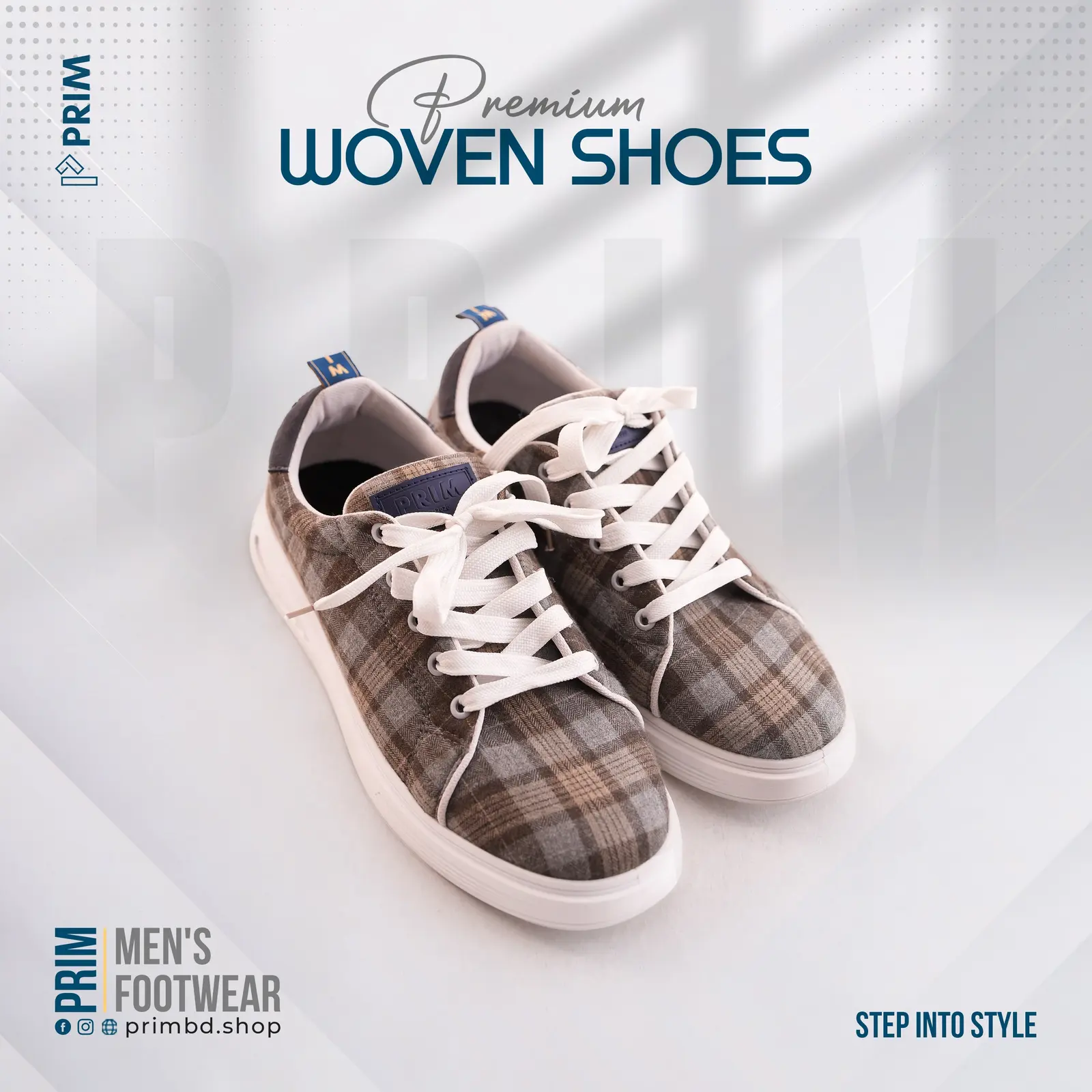 PRIM Premium Woven Shoes | Brown Heritage Check