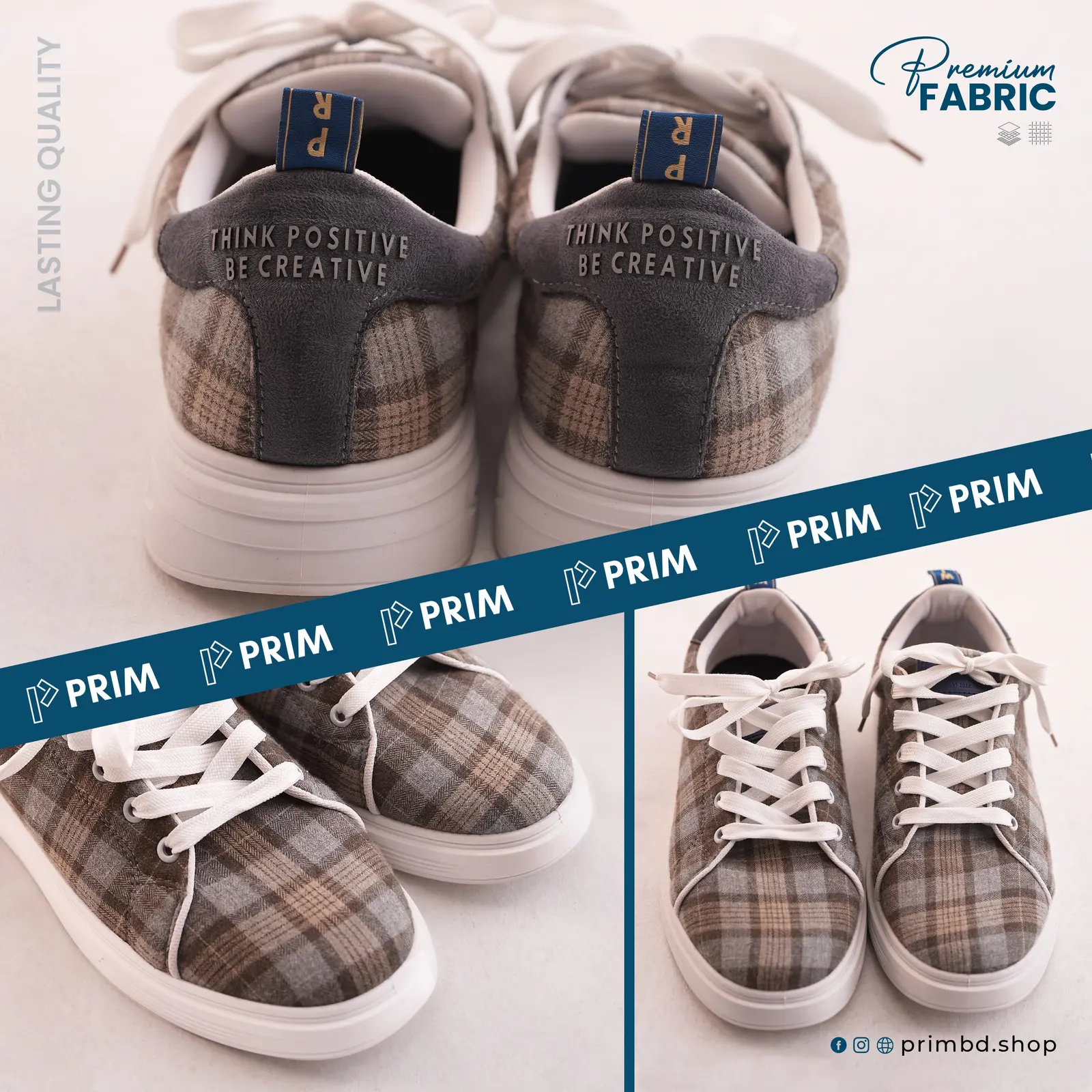 PRIM Premium Woven Shoes | Brown Heritage Check