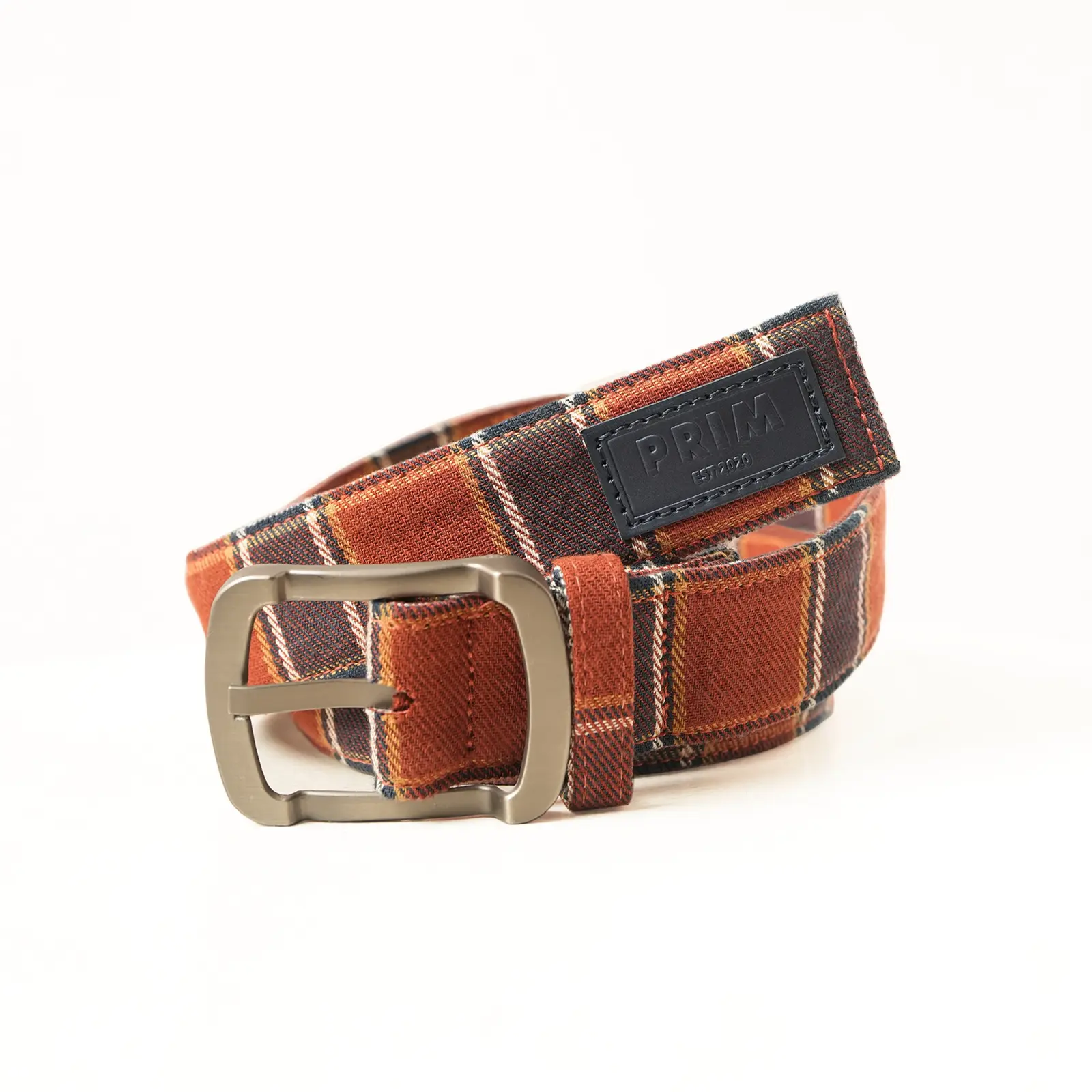 PRIM Premium Woven Belt | Burnt Orange Check