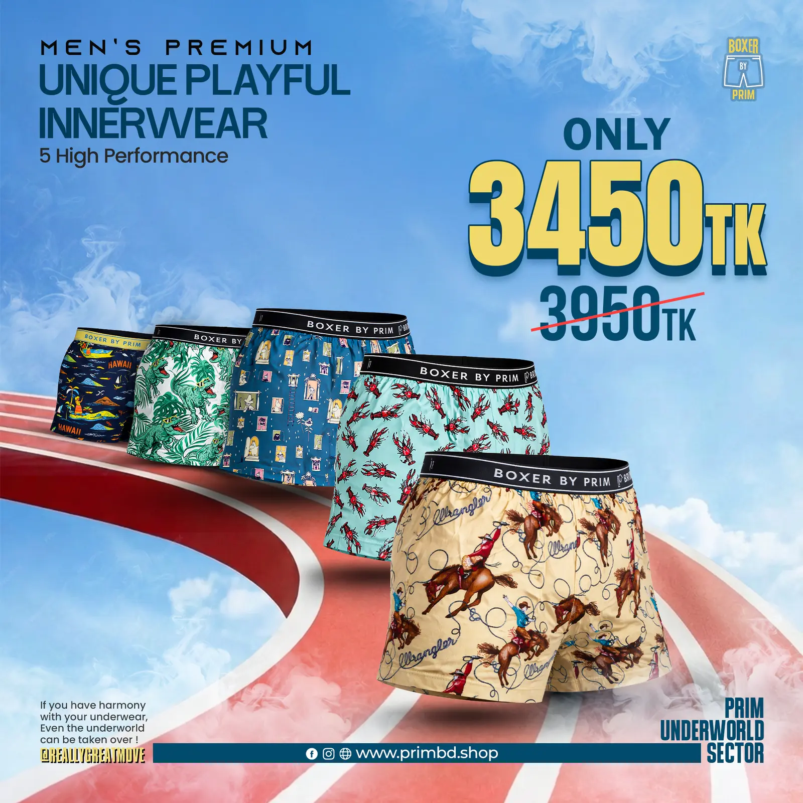 Men’s Premium Cotton Boxer 5 PCS High Performance Combo | Boxer by PRIM