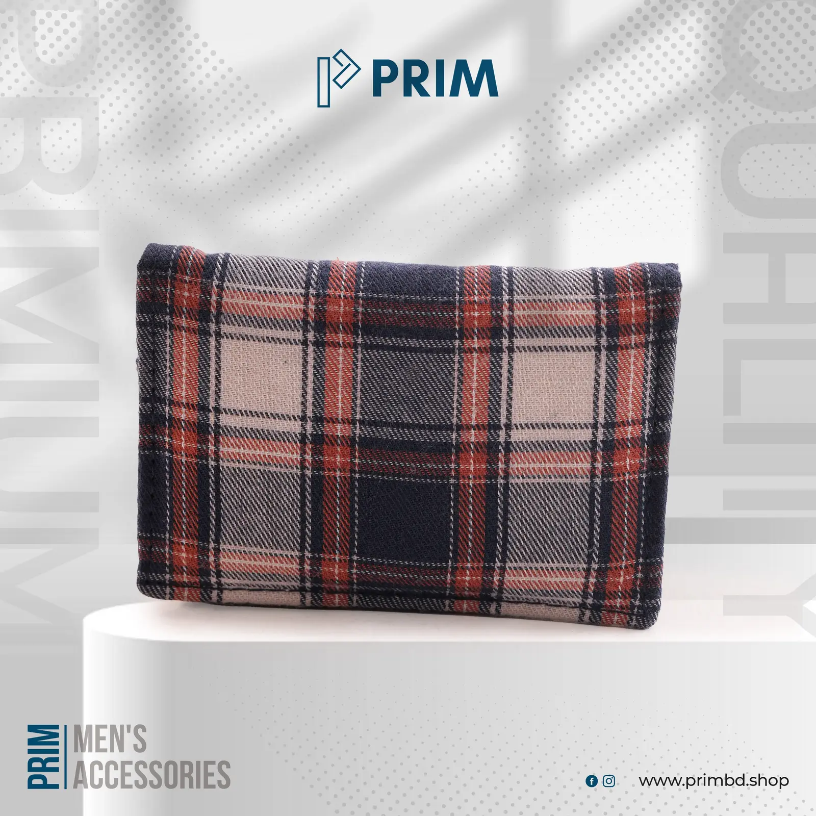 PRIM New Gen Flannel Pocket Wallet | Navy Ivory Rust Check