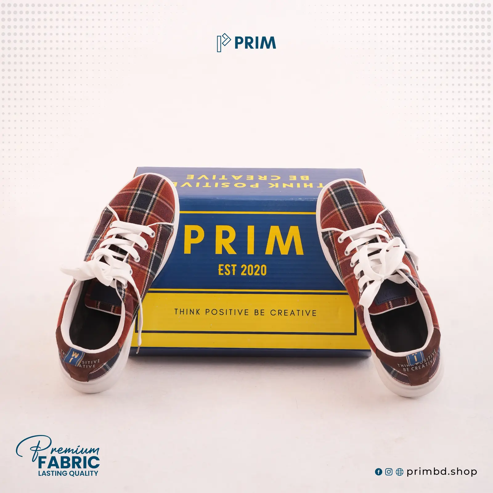 PRIM Premium Woven Shoes | Burnt Orange Navy Plaid