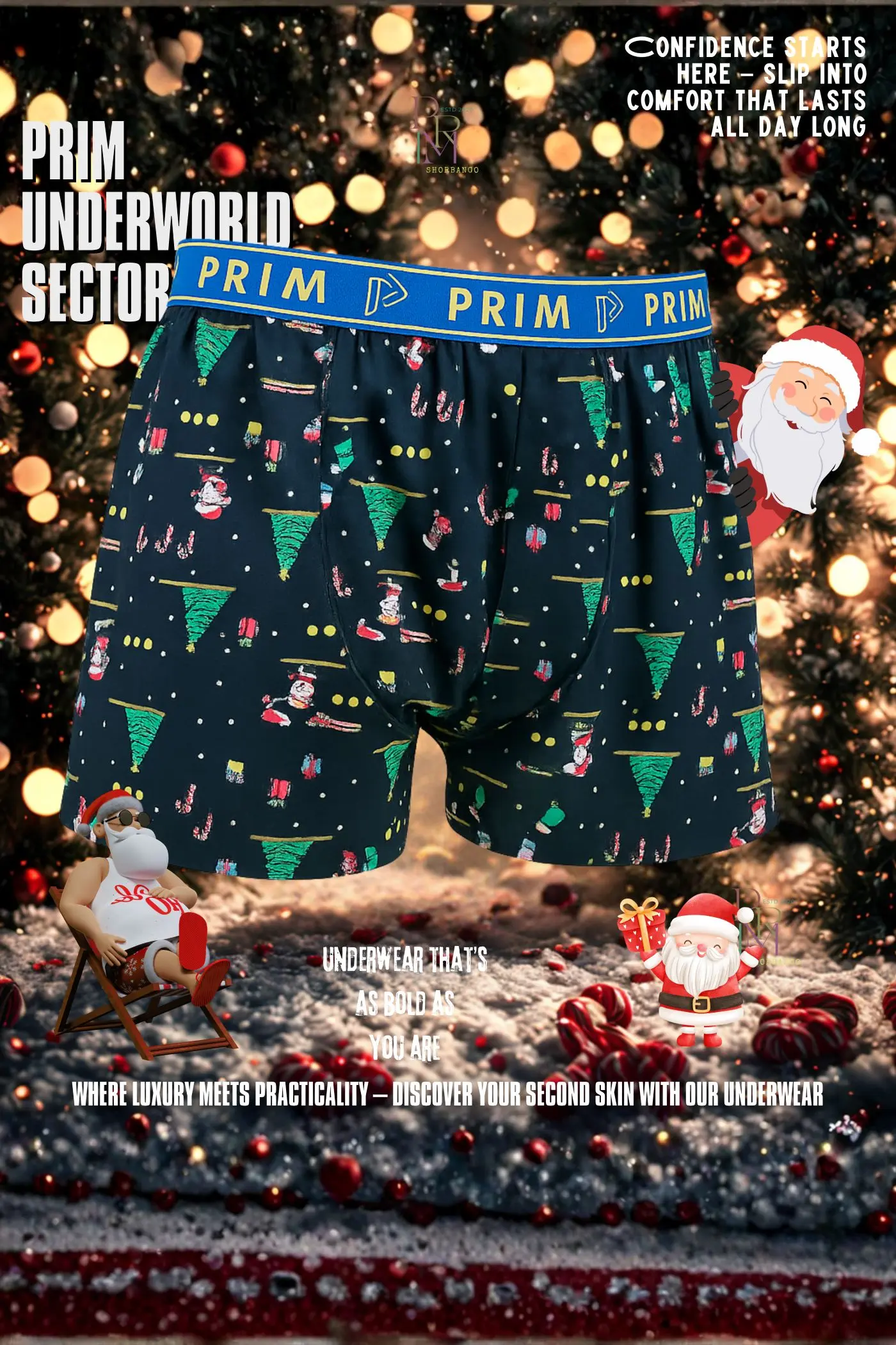 Festive Christmas-Themed Premium Cotton Boxer for Men