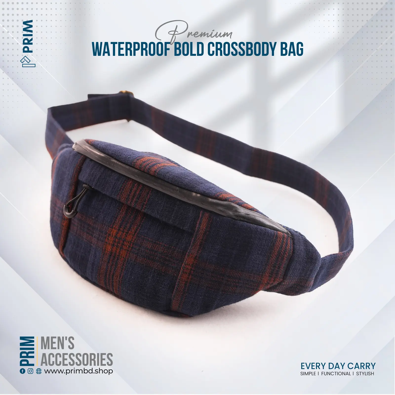 PRIM Premium Waterproof Crossbody Bag | Midnight Navy Rust