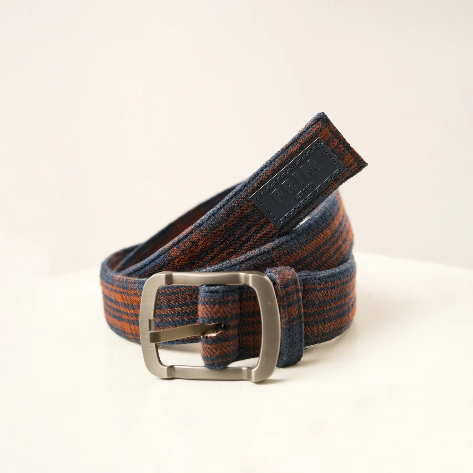PRIM Premium Woven Belt | Midnight Navy Rust Check