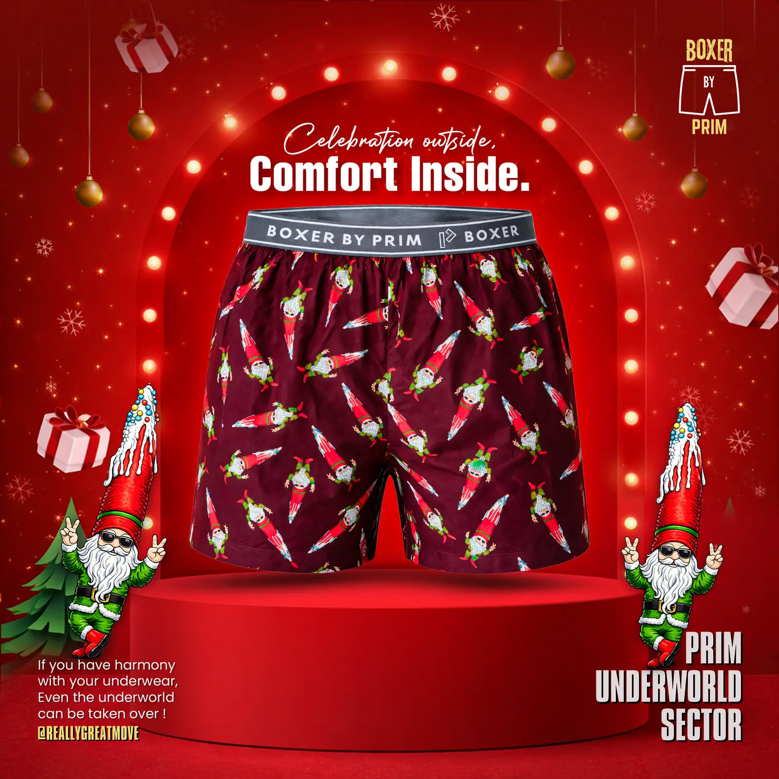 Santa Printed Premium Cotton Boxer for Men