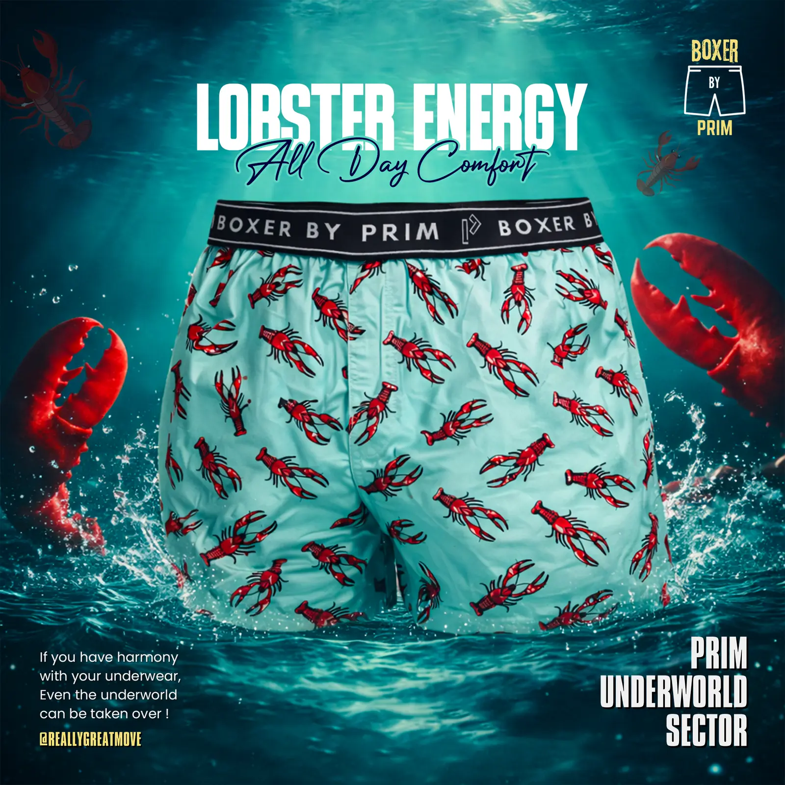 Lobster Printed Premium Cotton Boxer for Men