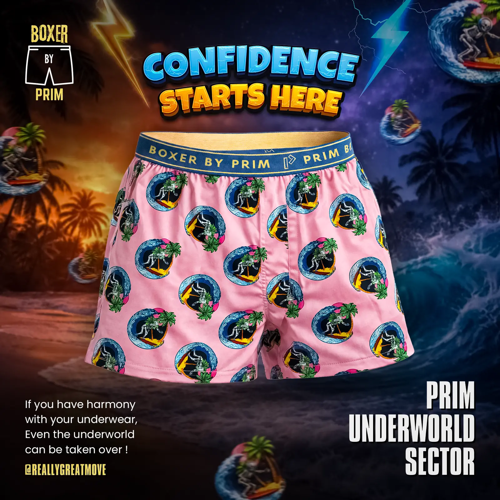 Pink Tropical Surf Premium Cotton Boxer for Men