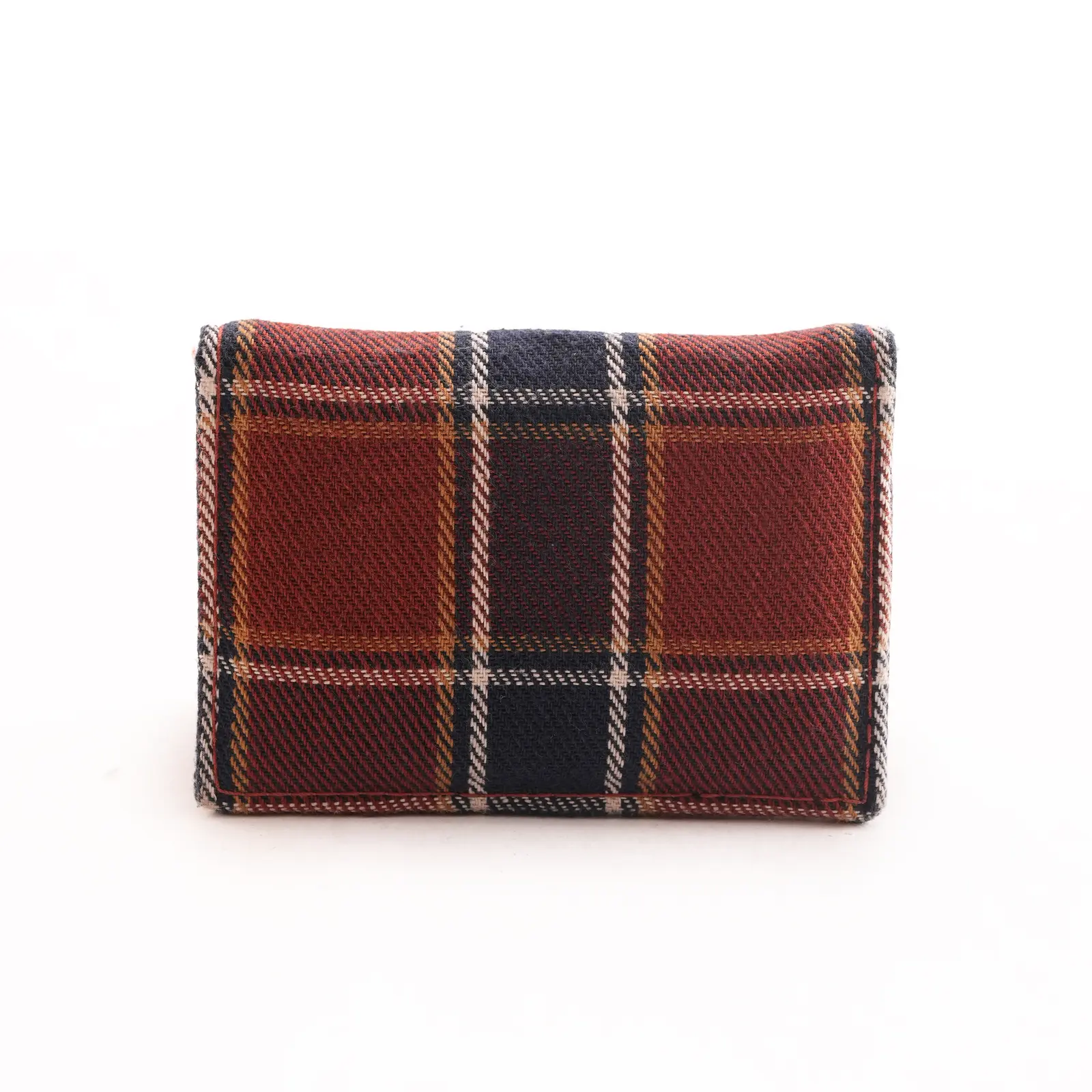 PRIM New Gen Flannel Pocket Wallet | Burnt Orange Navy Check