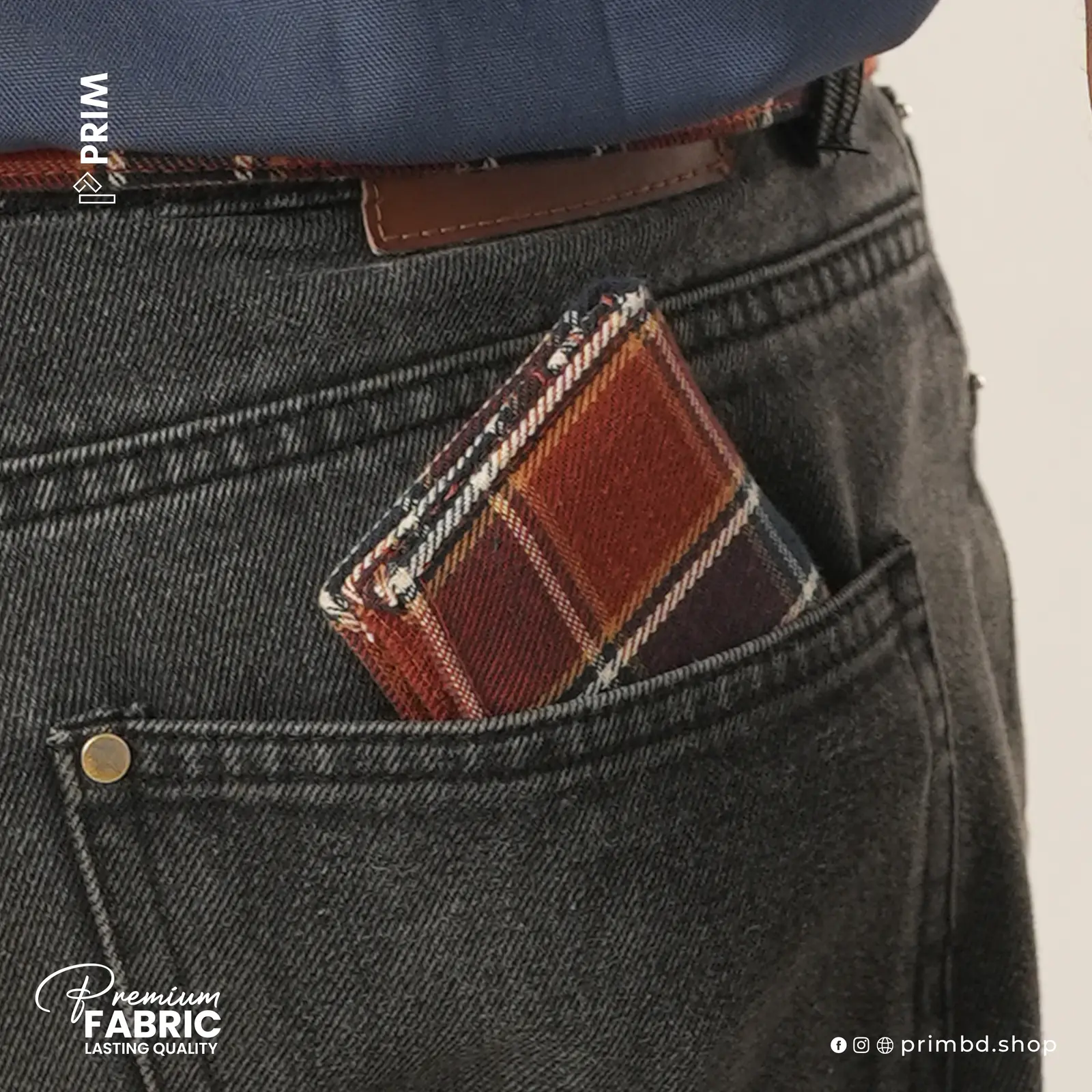PRIM New Gen Flannel Pocket Wallet | Burnt Orange Navy Check