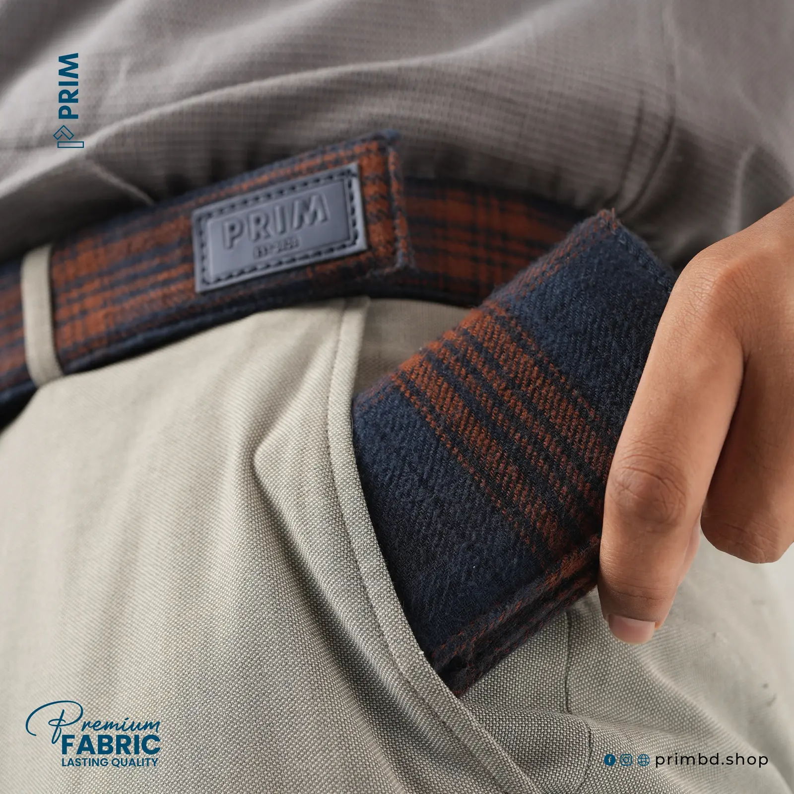 PRIM New Gen Flannel Pocket Wallet | Midnight Rust Check