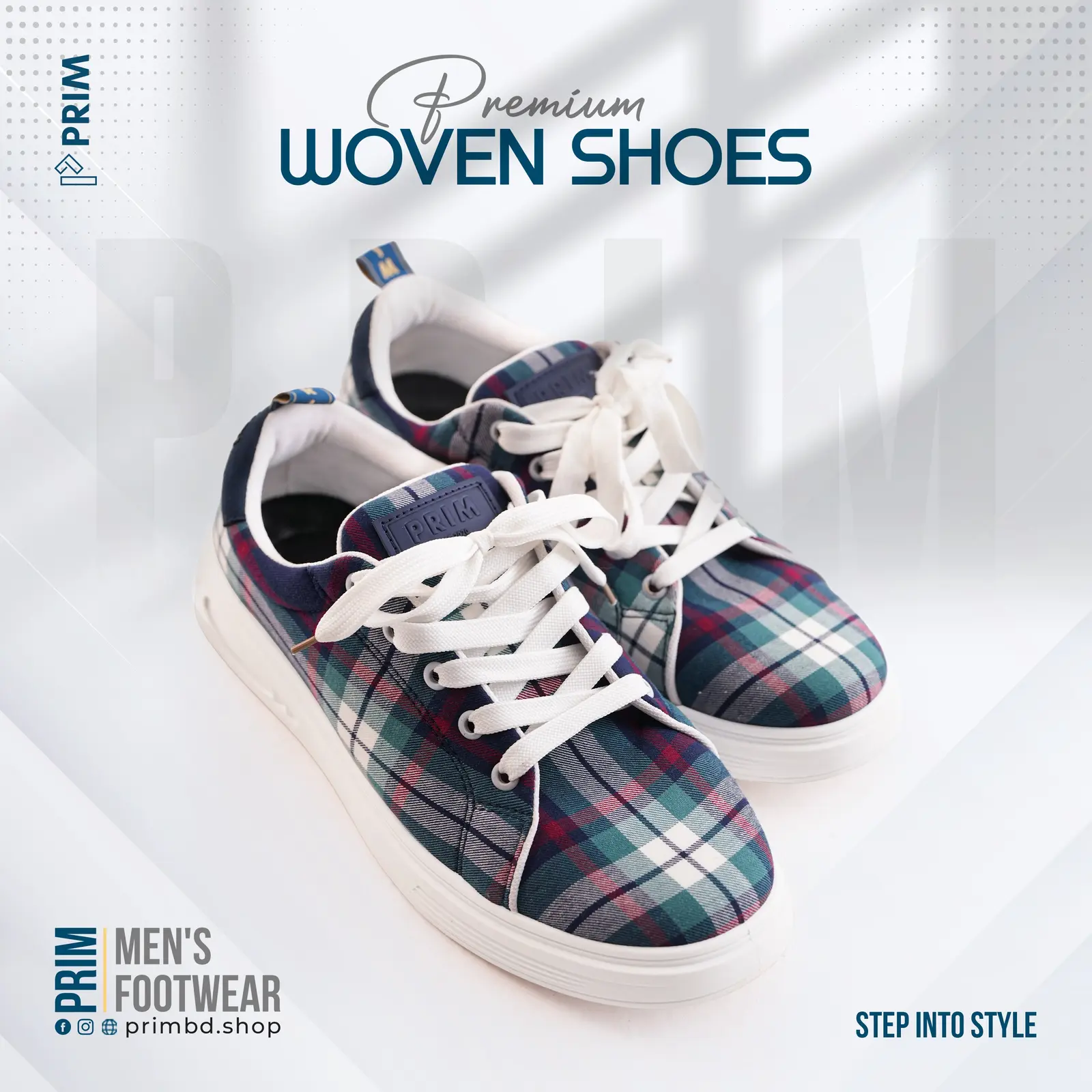 PRIM Premium Woven Shoes | Forest Green Navy Plaid