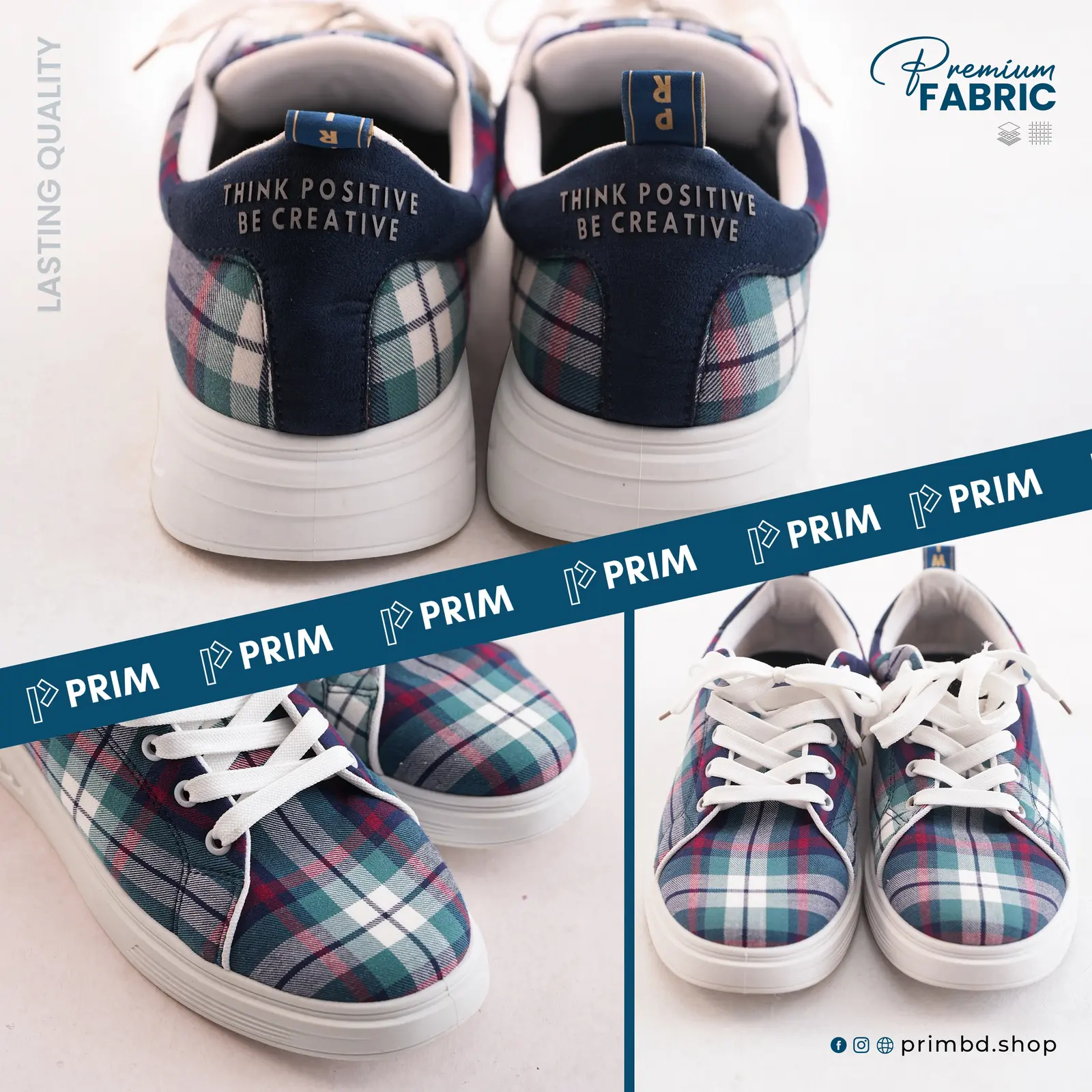 PRIM Premium Woven Shoes | Forest Green Navy Plaid