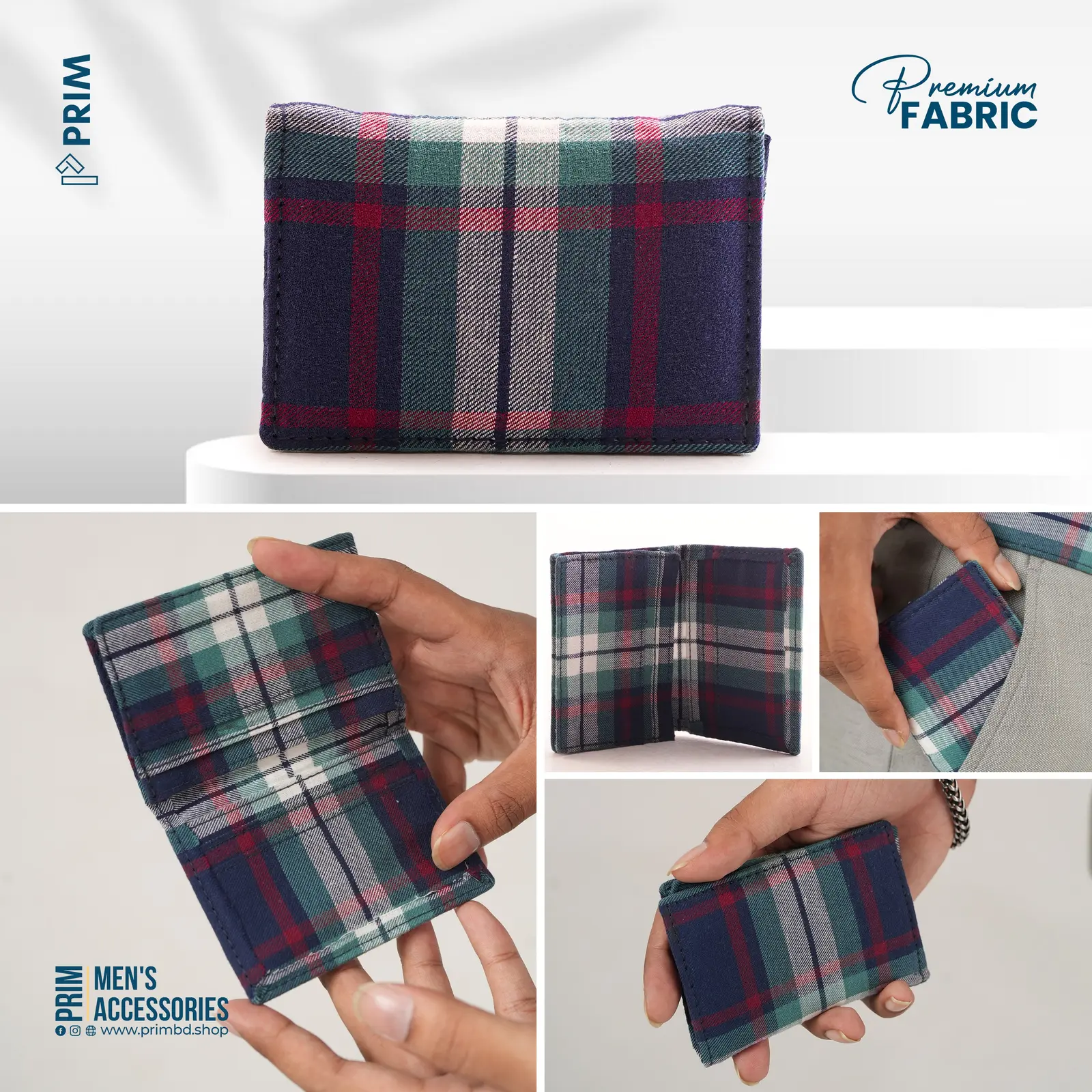 PRIM New Gen Flannel Pocket Wallet | Forest Navy Check