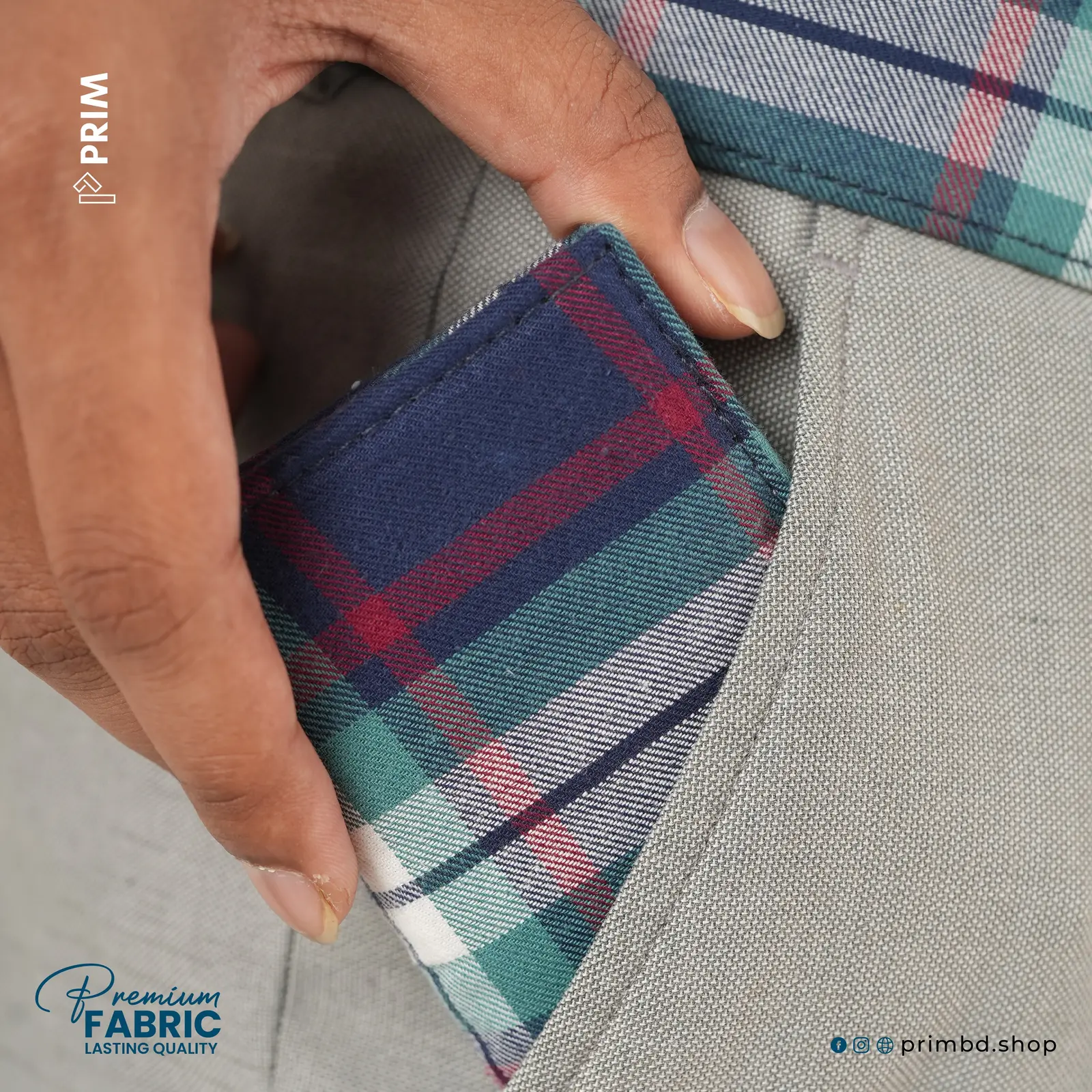 PRIM New Gen Flannel Pocket Wallet | Forest Navy Check