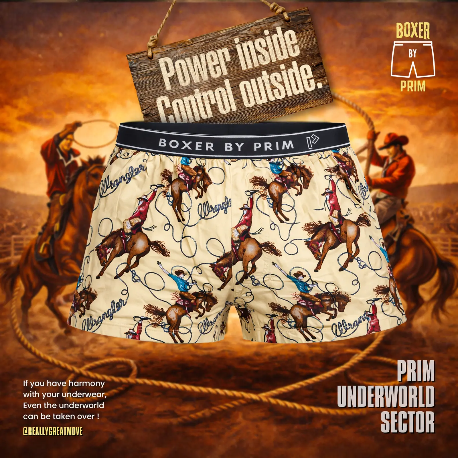 Western Cowboy Printed Premium Cotton Boxer for Men