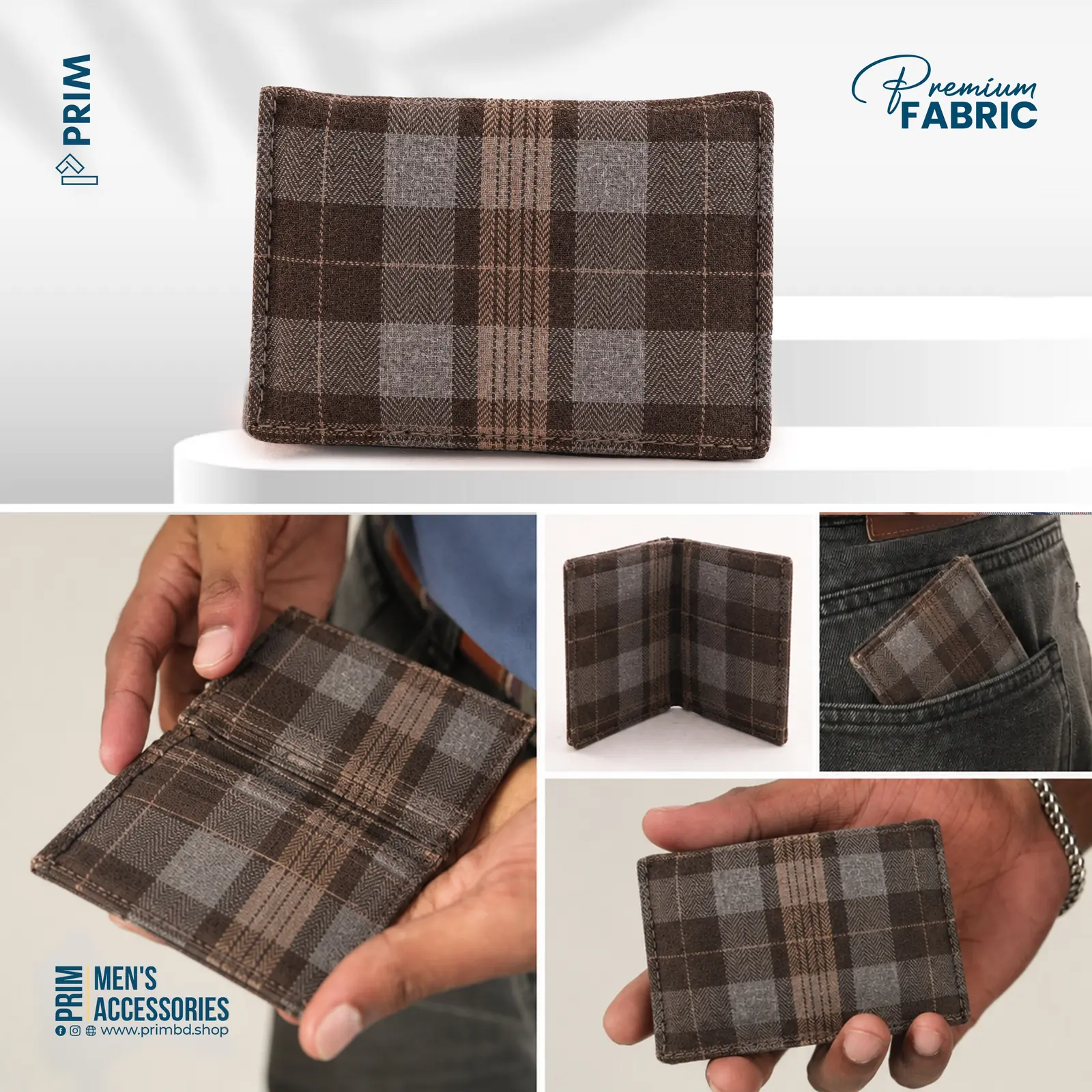 PRIM New Gen Flannel Pocket Wallet | Brown Heritage Check