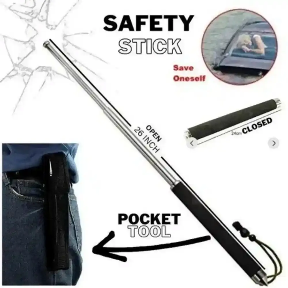 26-Inch Self-Defense Stick | Foldable Stainless Safety Baton