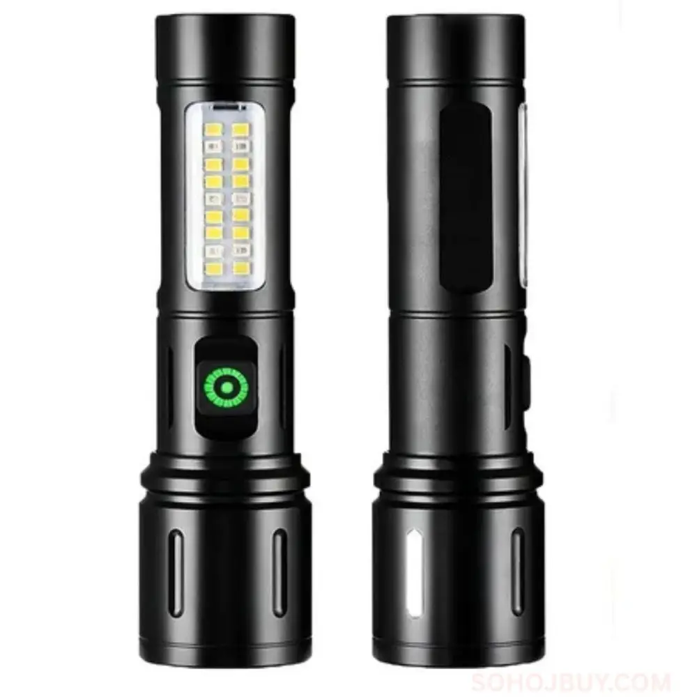 Rechargeable Dual-Light LED Flashlight | 1200mAh Zoom Torch