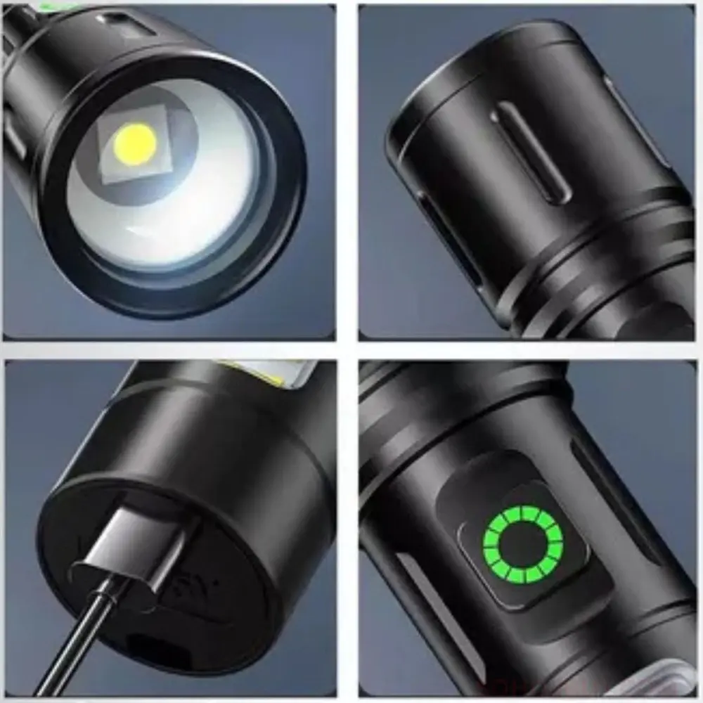 Rechargeable Dual-Light LED Flashlight | 1200mAh Zoom Torch