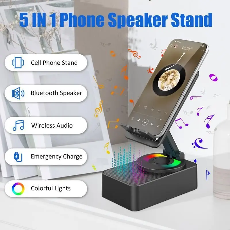 3 in 1 Foldable Phone Holder with Bluetooth Speaker