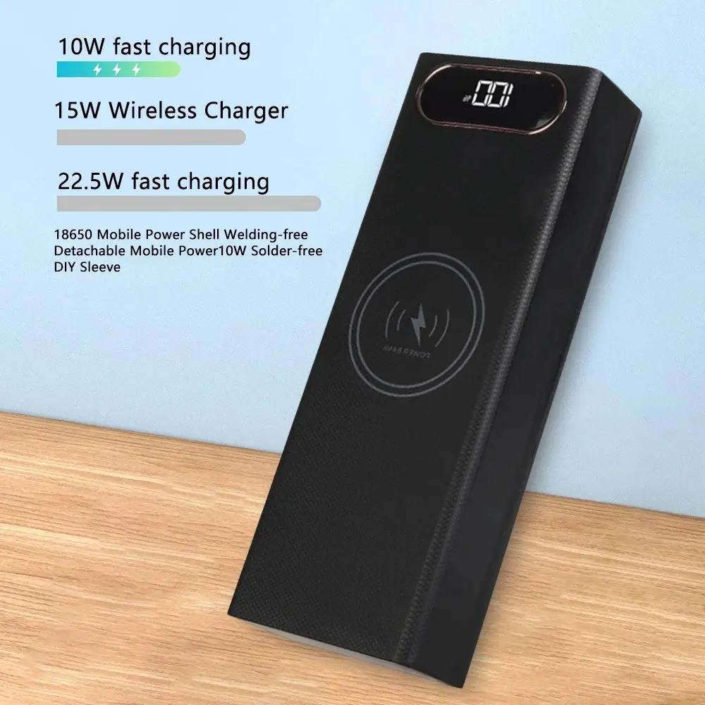 Electrica Mega Power Bank with 22.5 W Fast Charge and 15 W Wireless Charging, LCD Display Supports Micro and Type C and USB (White/Black)