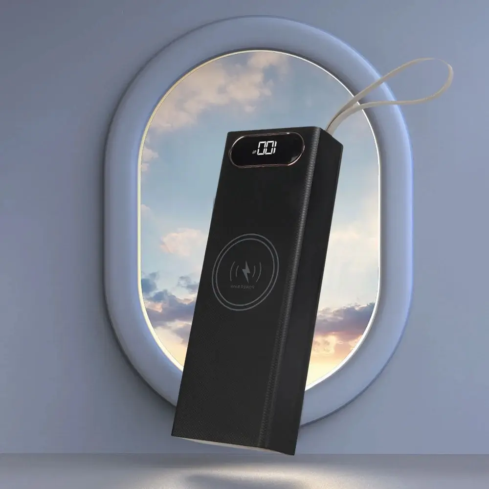 Electrica Mega Power Bank with 22.5 W Fast Charge and 15 W Wireless Charging, LCD Display Supports Micro and Type C and USB (White/Black)