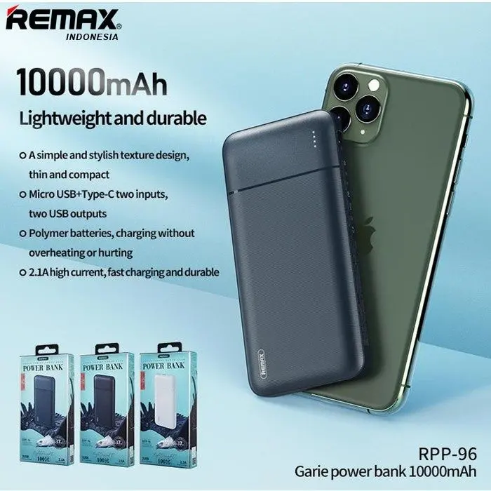 Electrica Remax Lango Series Dual USB Power Bank – 10000mAh | Input 5V/2A | Output 5V/2.1A