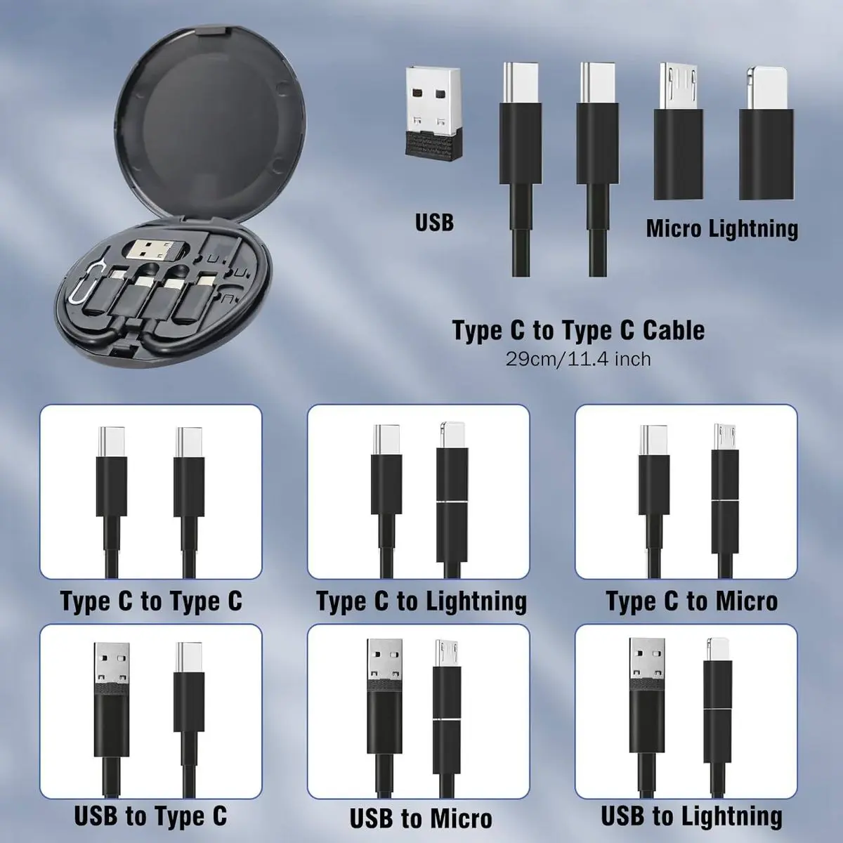 60W Fast Charging Data Cable Set | Multifunction Storage Box