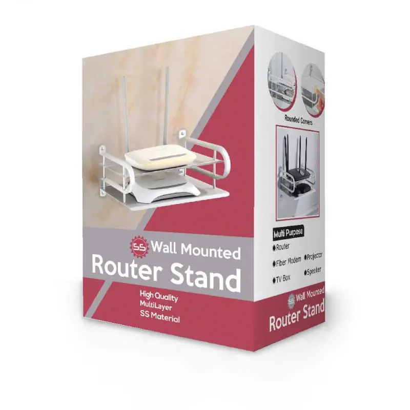 SS Wall Mounted Router Stand – Double Layer Metal