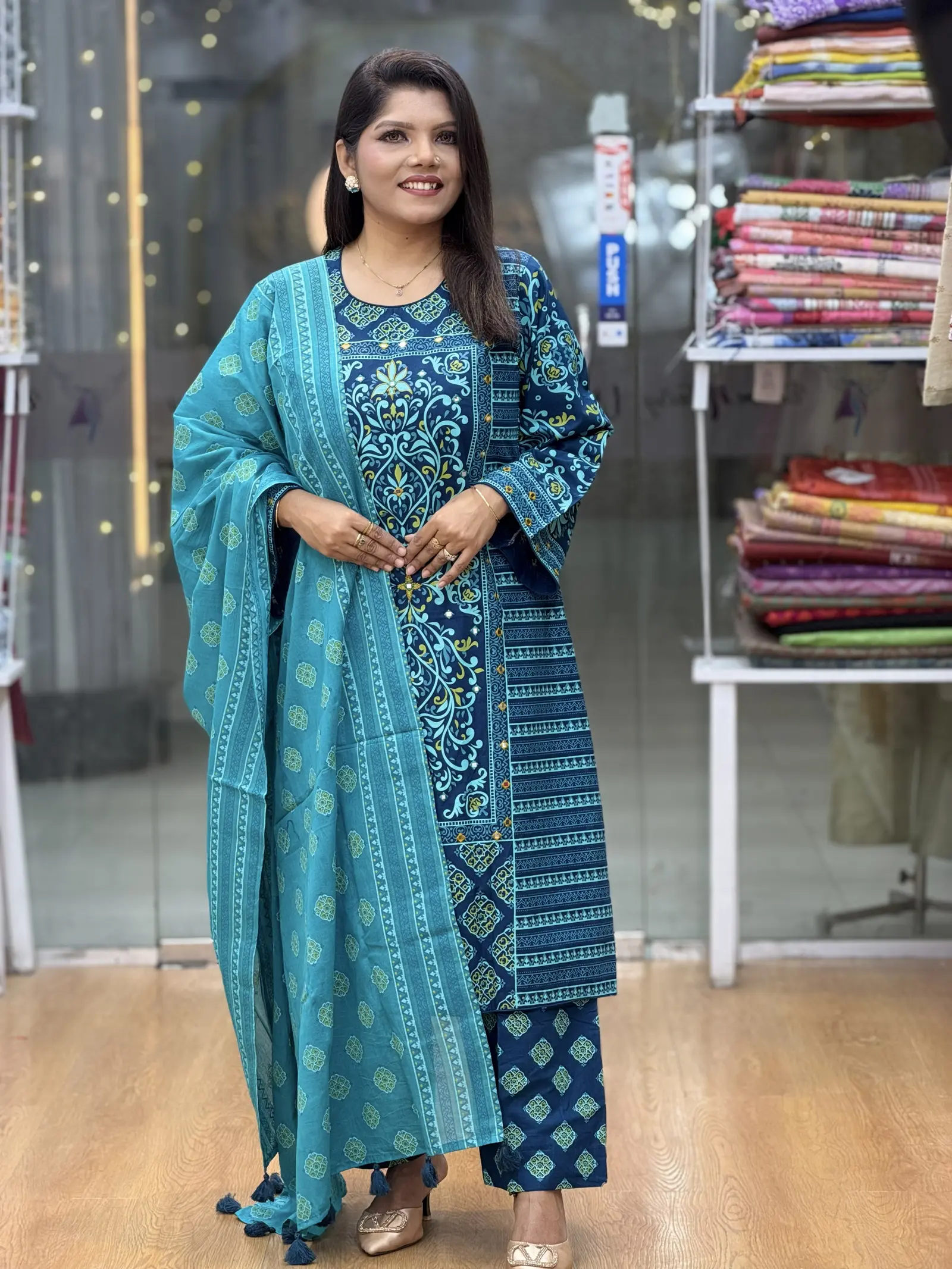 Nilpoddo Aarong Cotton Three Piece