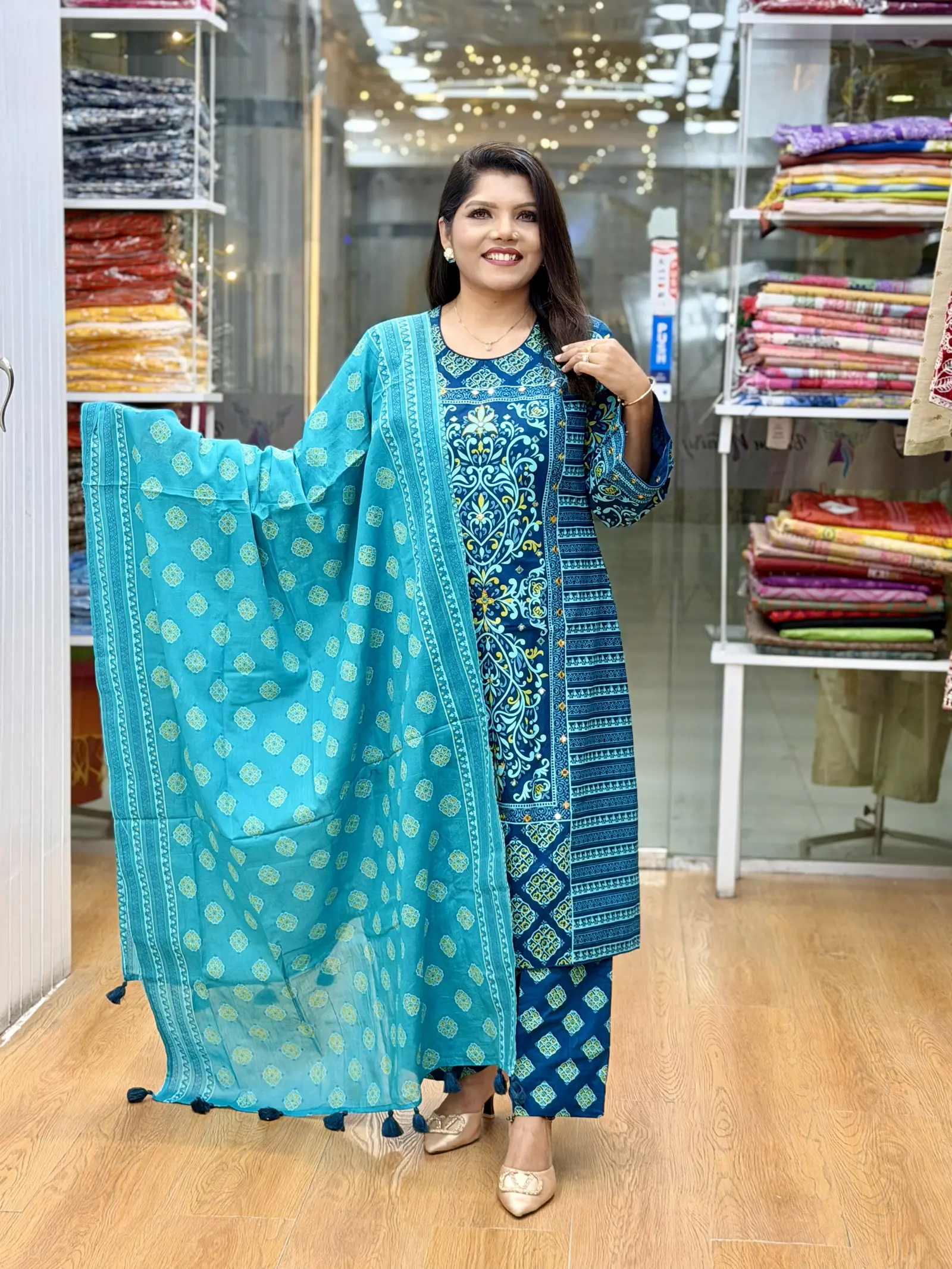 Nilpoddo Aarong Cotton Three Piece