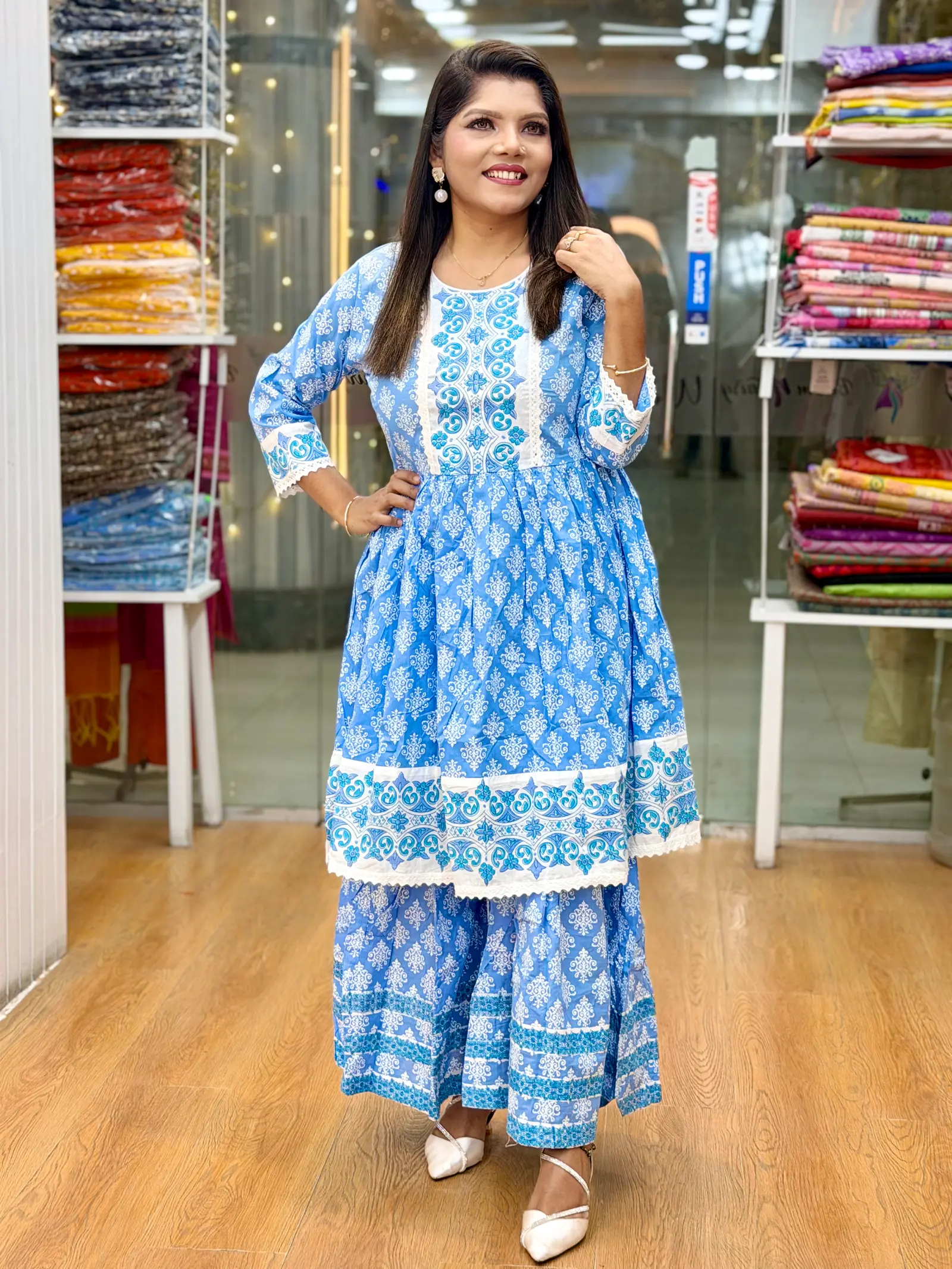 Nil Jhilik Premium Cotton Co-Ords Two Piece Set | Bloom N Fairy