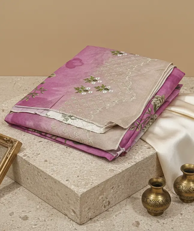 Nishat Unstitched Cotton Sequence & Embroidery 3-Piece – Light Biscuit Color