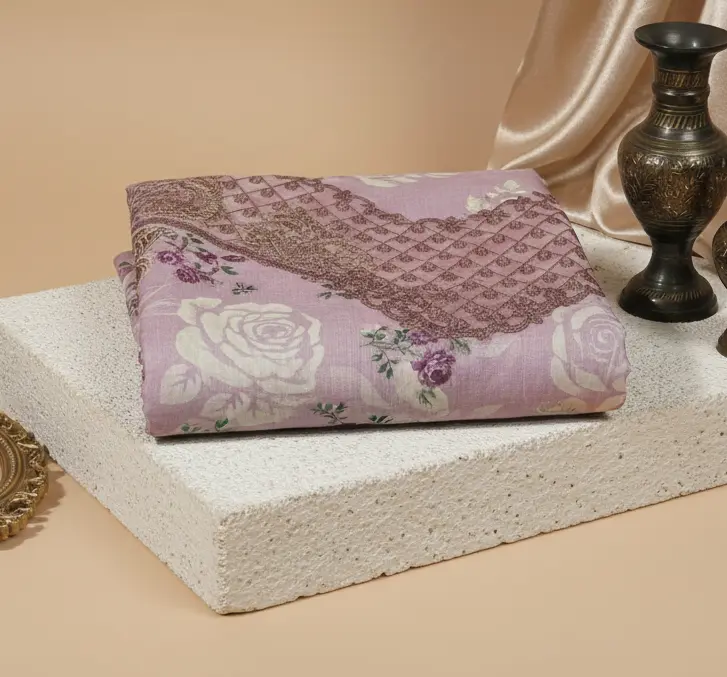 Nishat Unstitched Cotton Sequence & Embroidery 3-Piece – Onion Color