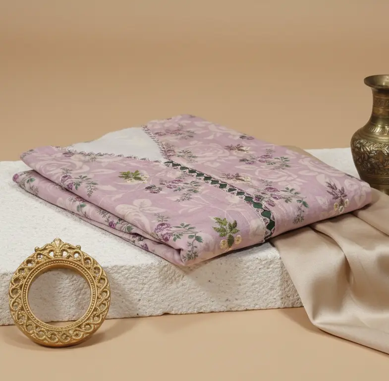 Nishat Unstitched Cotton Sequence & Embroidery 3-Piece – Onion Color