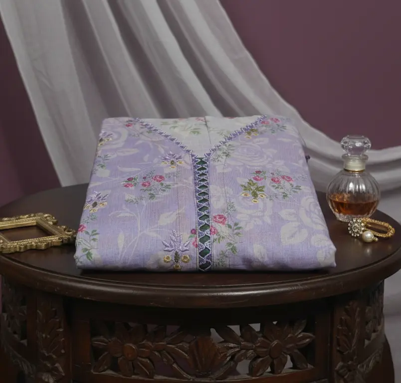 Nishat Unstitched Cotton 3-Piece with Sequence & Embroidery – Purple Color