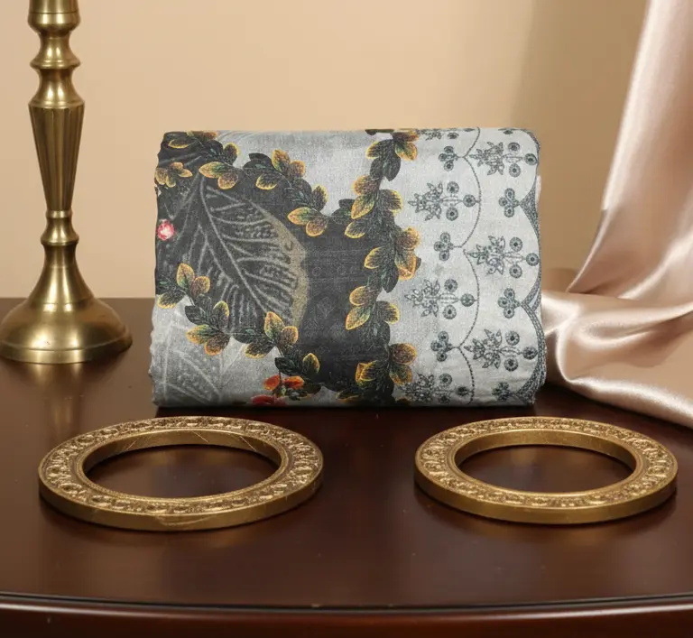 🖤 Unstitched Cotton Sequence & Embroidery 3-Piece – Black 🖤